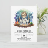 印刷可能な不機嫌サイエンティスト魔法誕生日 招待状 (スタンド正面)