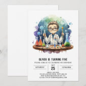 印刷可能な不機嫌サイエンティスト魔法誕生日 招待状 (正面/裏面)