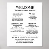 印刷可能な休暇レンタルようこそ情報 ポスター (正面)