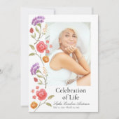 印刷可能な側フローラお祝いのライフプログラム 招待状 (正面)