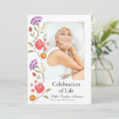 印刷可能な側フローラお祝いのライフプログラム 招待状 (スタンド正面)