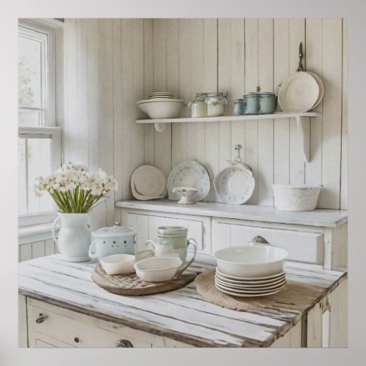 印刷可能な写真みすぼらしいシックなキッチモダンン ポスター (正面)