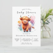 印刷可能な動物のウィムジー牛の赤ちゃんシャワー 招待状 (スタンド正面)