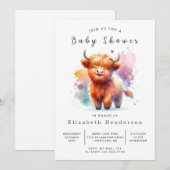 印刷可能な動物のウィムジー牛の赤ちゃんシャワー 招待状 (正面/裏面)