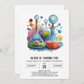 印刷可能な化学ウィムシーサイエンティスト誕生日 招待状 (正面/裏面)