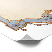 印刷可能な大きフランスのいヴィンテージ枠の青スクロール ポスター (角)