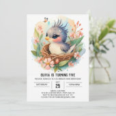 印刷可能な子の鳥の誕生日 招待状 (スタンド正面)