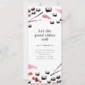 印刷可能な寿司誕生日パーティーへの招待 招待状 (正面)