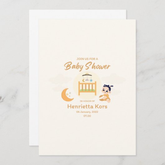 印刷可能な封筒かわいい赤ちゃんシャワーカード 招待状 (正面/裏面)