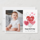 印刷可能な幸せハートデイバレンタイン 案内状 (正面)