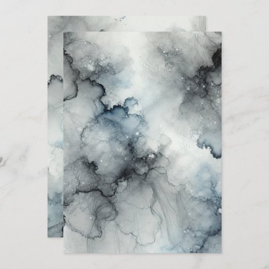 印刷可能な幽霊ミストハロウィンアルコールインク 招待状 (正面/裏面)