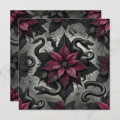 印刷可能な悪意のあるポインセチア開花スクラップブック 招待状 (正面/裏面)