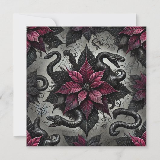 印刷可能な悪意のあるポインセチア開花スクラップブック 招待状 (正面)