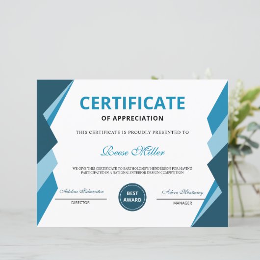 印刷可能な感謝の証明書 (スタンド正面)