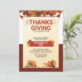 印刷可能な感謝祭パーティーフライヤーテンプレート 招待状 (スタンド正面)