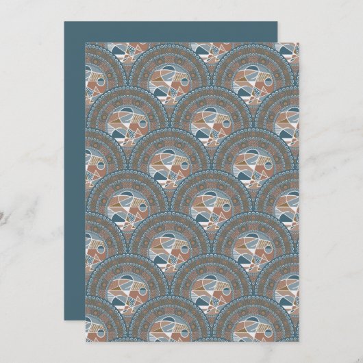 印刷可能な抽象芸術アクセントアールデコホタテ 招待状 (正面/裏面)