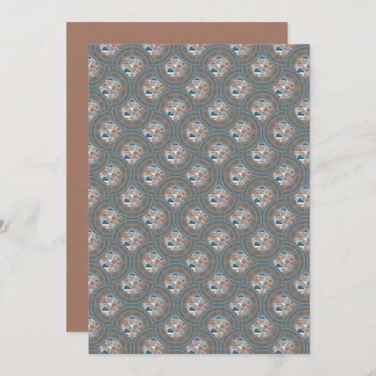 印刷可能な抽象芸術アクセントマンダラオージースキャロップ 招待状 (正面/裏面)