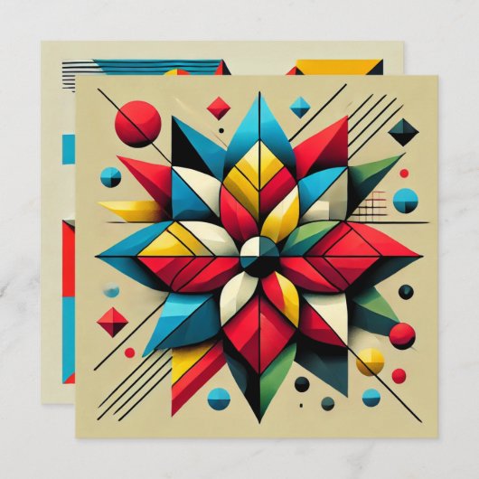 印刷可能な抽象芸術ポップ・アートのアートポインセチア解体書 招待状 (正面/裏面)