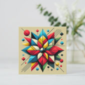 印刷可能な抽象芸術ポップ・アートのアートポインセチア解体書 招待状 (スタンド正面)