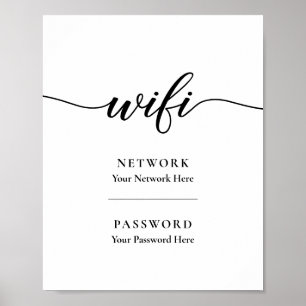 印刷可能な書道Wifiパスワードネットワーク署名 ポスター