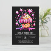 印刷可能な水の色エレガンスマフィンガール誕生日 招待状 (スタンド正面)