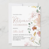 印刷可能な水彩フラワーズリタイアメント招待状 招待状 (正面)
