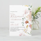 印刷可能な水彩フラワーズリタイアメント招待状 招待状 (スタンド正面)