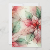 印刷可能な水色スタイルアルコールインクポインセチア 招待状 (裏面)