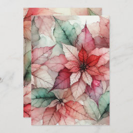 印刷可能な水色スタイルアルコールインクポインセチア 招待状