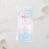 印刷可能な水色ピンクブルーシルバー結婚のメニュー カード (正面/裏面インサイチュ)