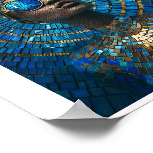 印刷可能な濃い肌はげ女フェイクモザイク061 ポスター (角)