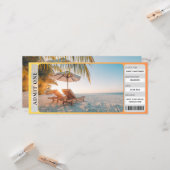 印刷可能な熱帯ビーチサプライズリビールチケット カード (正面/裏面インサイチュ)