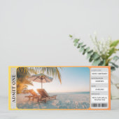 印刷可能な熱帯ビーチサプライズリビールチケット カード (スタンド正面)