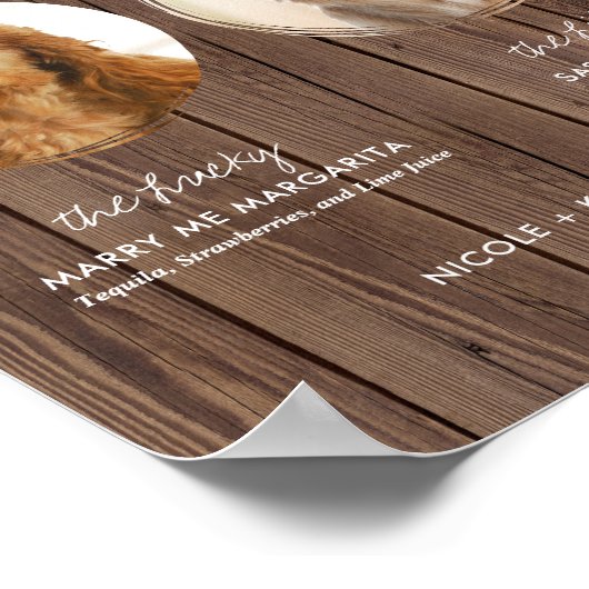 印刷可能な犬のシグネチャードリンク素朴の結婚サイン ポスター (角)