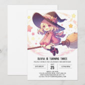 印刷可能な甘いウィザード誕生日 招待状 (正面/裏面)