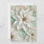 印刷可能な白とミントアルコールインクポインセチア 招待状 (正面)