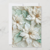 印刷可能な白とミントアルコールインクポインセチア 招待状 (裏面)