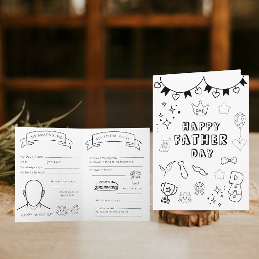 印刷可能な着色ハッピーファーザーのデイカード ノートカード