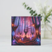 印刷可能な秋の白っぽい森のスクラップブック 招待状 (スタンド正面)