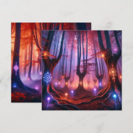 印刷可能な秋の白っぽい森のスクラップブック 招待状