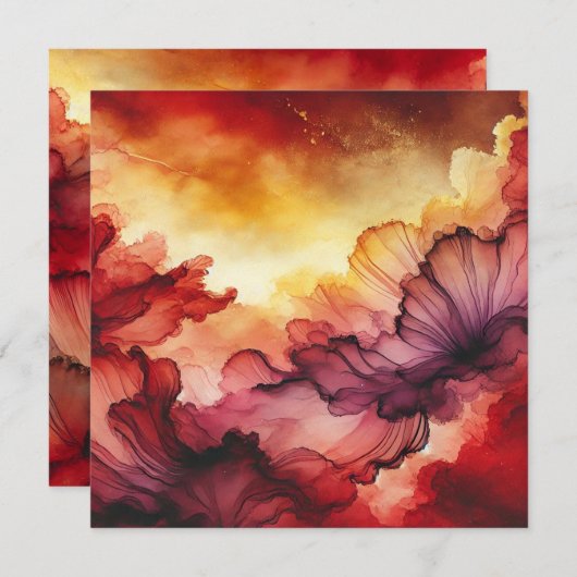 印刷可能な秋サンセットアルコールインクスクラップブック紙 招待状 (正面/裏面)