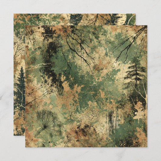 印刷可能な秋フォレ動揺してストインクスクラップブック 招待状 (正面/裏面)