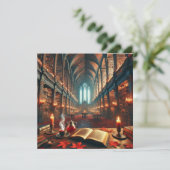 印刷可能な秋Whimsigoth Libraryスクラップブック 招待状 (スタンド正面)