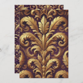 印刷可能な紫と金ゴールドアカンビクトリアンサス 招待状