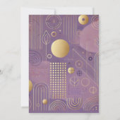 印刷可能な紫と金ゴールドスカンジナビアのパターン 招待状 (裏面)