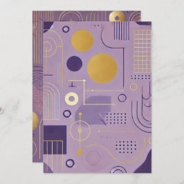 印刷可能な紫と金ゴールドスカンジナビアのパターン 招待状