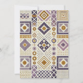 印刷可能な紫と金ゴールドスカンジナビアの幾何学的 招待状 (正面)
