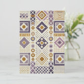 印刷可能な紫と金ゴールドスカンジナビアの幾何学的 招待状 (スタンド正面)