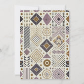 印刷可能な紫と金ゴールドスカンジナビアの幾何学的 招待状 (裏面)