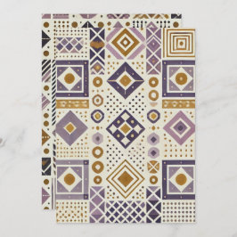 印刷可能な紫と金ゴールドスカンジナビアの幾何学的 招待状